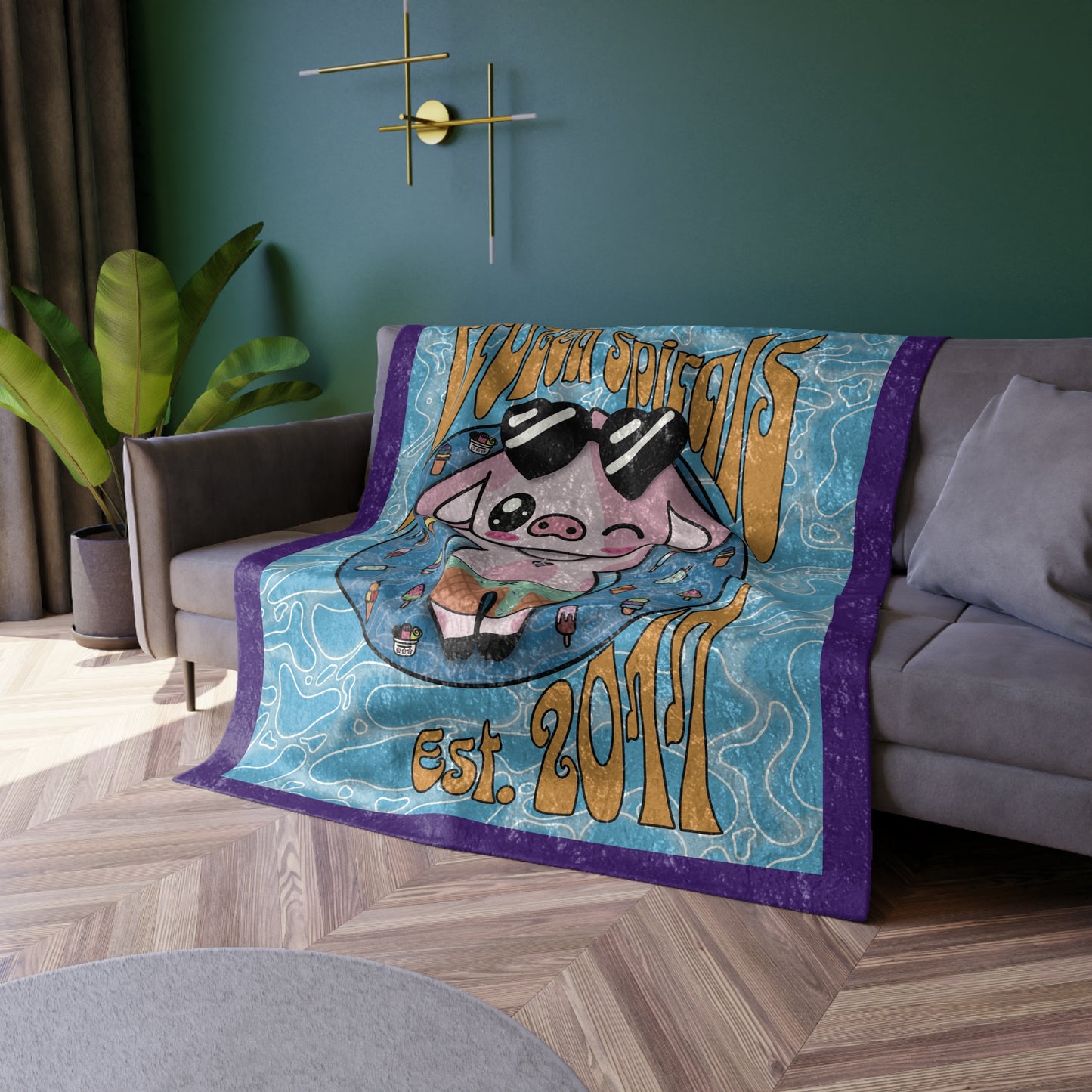 Plush Fun Moorice Crushed Velvet Throw, Perfect for Kids Rooms, Unique Home Decor