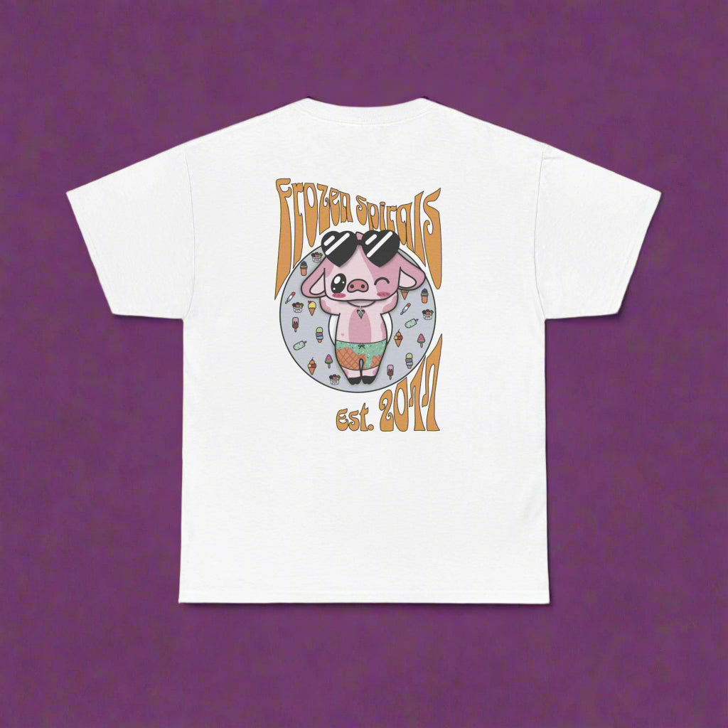 White cotton T with summer time Moorice