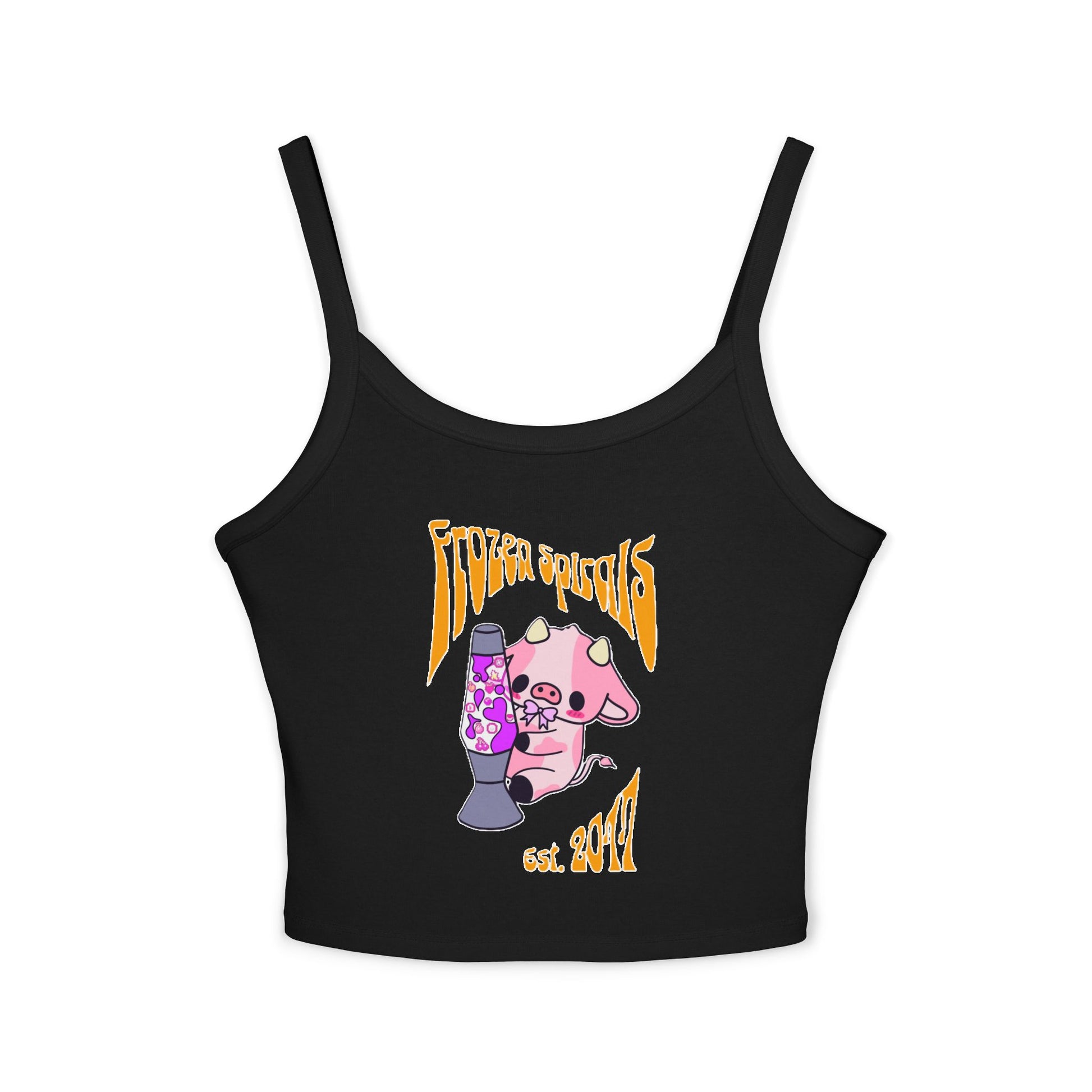 Black fitted strap tank established design.