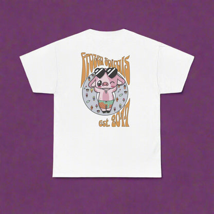 White cotton T with summer time Moorice 